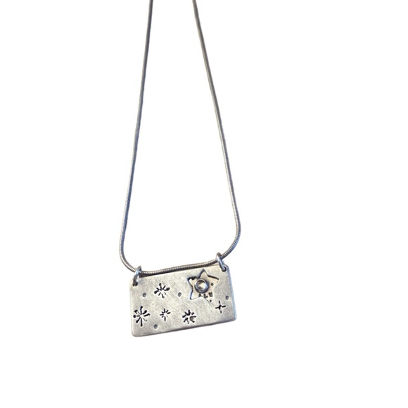 Sterling Silver Friends Starry Night Necklace with Quote - Picture 5 of 8